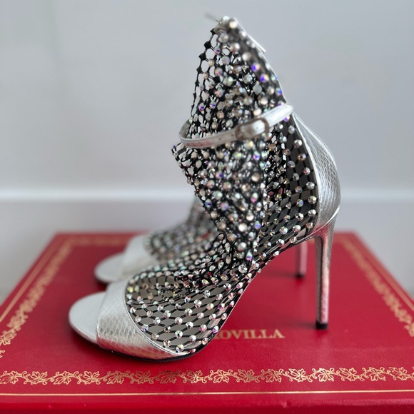 Rene Caovilla Galaxia Silver/Crystal Heels in Size EU 34 - Picture 3 of 10